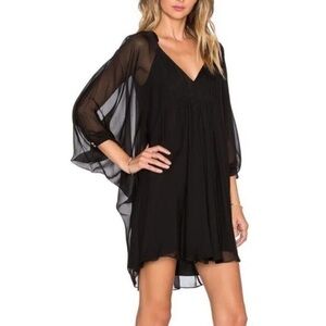 Diane von Furstenberg DVF || Black Fleurette Silk Chiffon Front Smock Dress 4